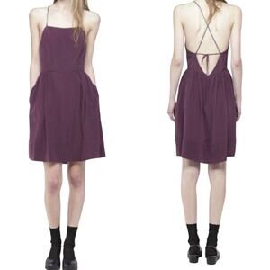 Steven Alan corrine silk cross back dress purple burgundy sz 4 sleeveless